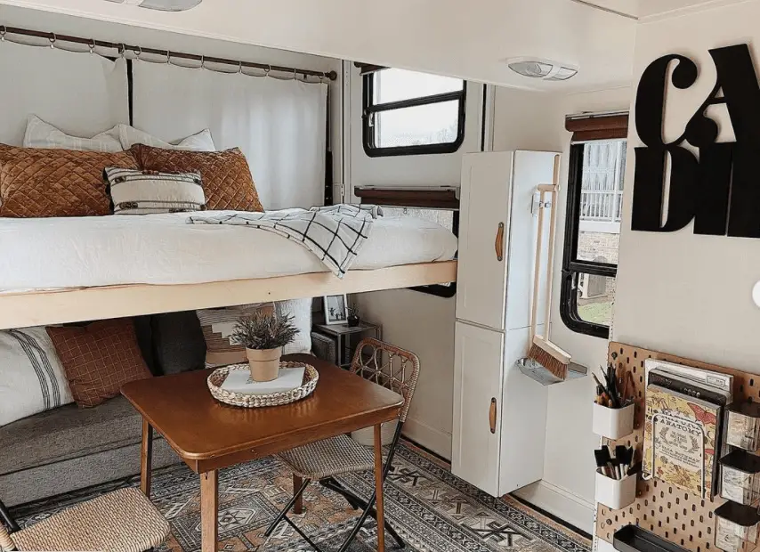 queen bed down on hauler
